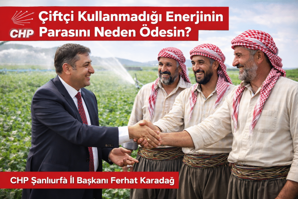 CHP Şanlıurfa İl Başkanı Ferhat Karadağ’dan Sulama Birliklerine Tepki: “Çiftçi Kullanmadığı Enerjinin Parasını Neden Ödesin?